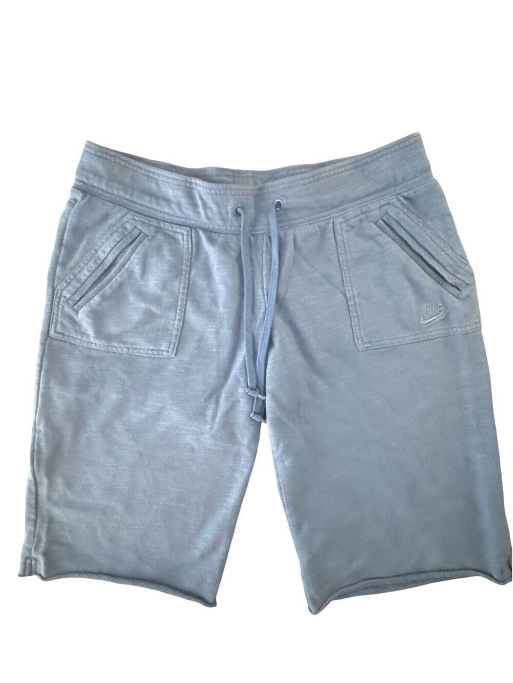 Nike Club Fleece Men’s Large Blue Sweat Shorts Zip Pockets Swoosh Drawstring